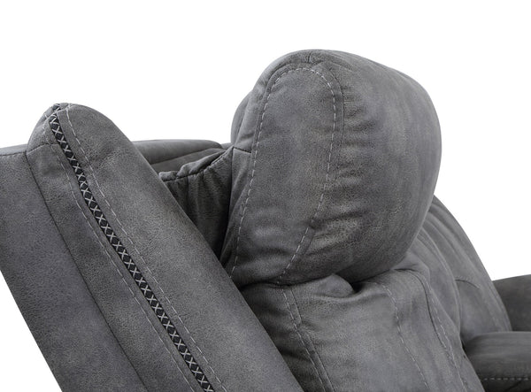 English Elm Steve Silver - Transitional Morrison Power Reclining Sofa in Grey Faux-Suede with USB, Power Headrest & Footrest, Durable Build B081109522