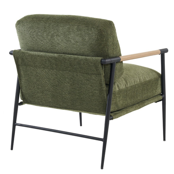 English Elm Leisure Accent Chair Solid Wood Frame Ergonomic Backrest Upholstered Fabric Reading Seat Green W1805106268