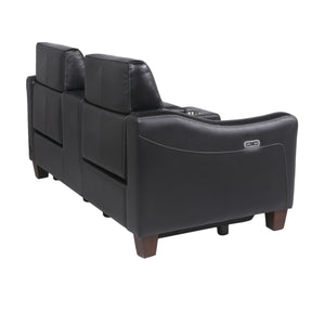 English Elm Steve Silver - Transitional Leather Power Reclining Group with USB, Dual Power Footrests, Cupholders & Articulating Headrests Black B081109532