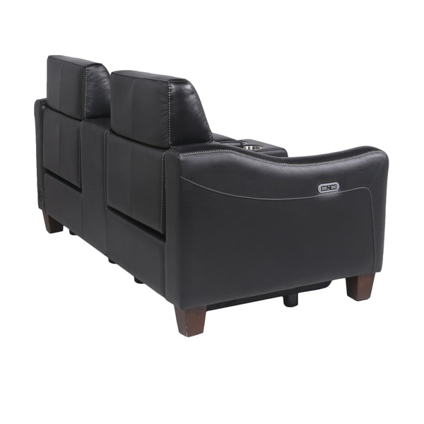 English Elm Steve Silver - Transitional Leather Power Reclining Group with USB, Dual Power Footrests, Cupholders & Articulating Headrests Black B081109532