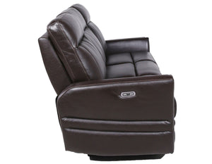 English Elm Steve Silver - Luxury Top-Grain Leather Power Reclining Sofa in Dark Brown with USB, Articulating Headrest, 81.5" B081107753