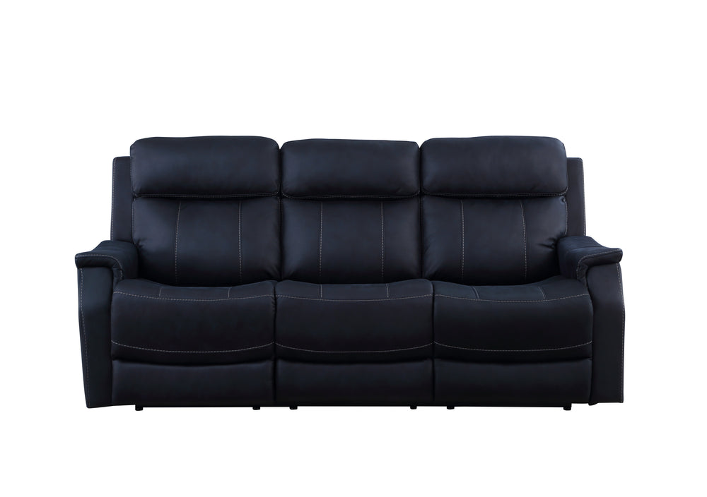 English Elm Steve Silver - Tailored Dual-Power Reclining Sofa Dark Blue Nubuck-Look Fabric, USB Controls, Hand-Stitching Comfort B081109566