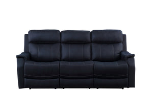 English Elm Steve Silver - Tailored Dual-Power Reclining Sofa - Nubuck Leather-Like Cover, Power Headrest, Power Footrest - Contemporary Design, Hand-Stitching Details