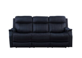 English Elm Steve Silver - Tailored Dual-Power Reclining Sofa - Nubuck Leather-Like Cover, Power Headrest, Power Footrest - Contemporary Design, Hand-Stitching Details