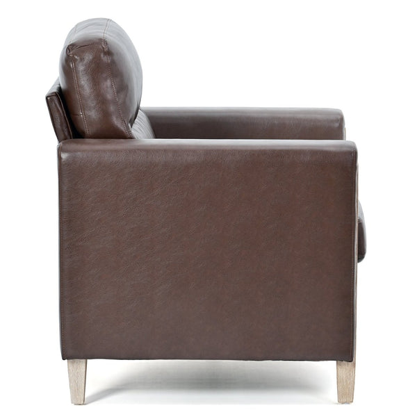 English Elm 1 Seater Pu Leather Sofa with Pocket Spring Seat and Rubberwood Legs for Living Room W680106104