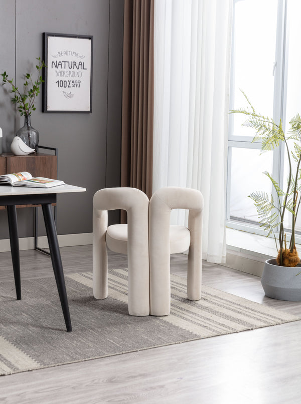 English Elm Contemporary Velvet Upholstered Dining Chair with Steel Frame, Rounded Back Comfort for Home Beige W395103720