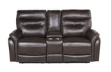 Contemporary Recliner Console Loveseat, Coffee/Wine Color Options, Power Reclining, USB Port