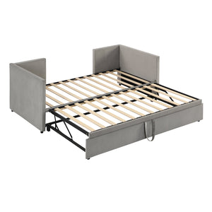 English Elm Twin Upholstered Daybed with Pop-Up Trundle and Slats Kit – Space-Saving Guest Bed with Wheels, Hydraulic Lift, 330lb Capacity Gray SF000005AAE