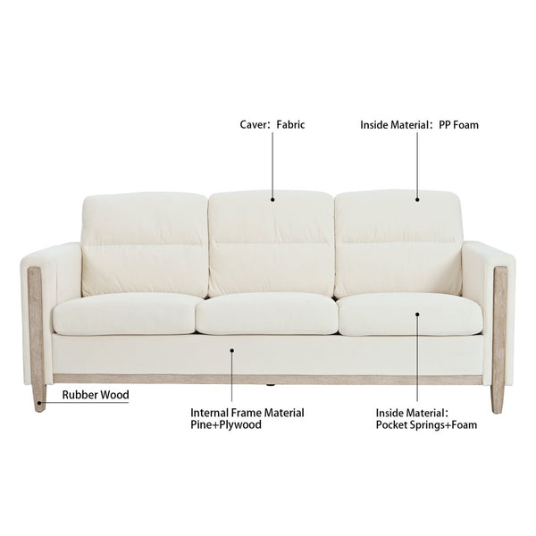 English Elm Comfortable Velvet Three Seater Sofa with Pine Frame Pocket Springs for Living Room W680106024