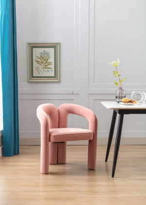 English Elm Contemporary Velvet Upholstered Dining Chair with Steel Frame, Rounded Back Comfort for Home Pink W395103725