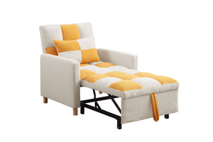 English Elm Convertible Convertible Sleeper Sofa Chair Bed with 3-Position Backrest, Teddy Fabric, Sturdy 330lb Frame Yellow W1420110193