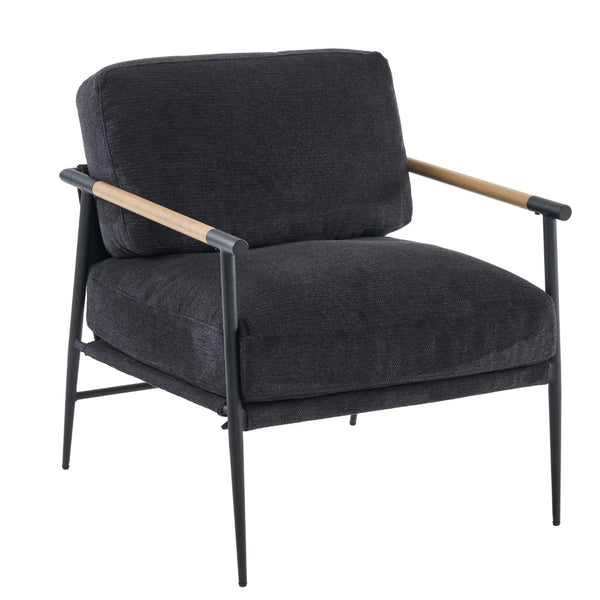 English Elm Leisure Accent Chair Solid Wood Frame Ergonomic Backrest Upholstered Fabric Reading Seat W1805106270