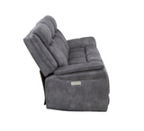 English Elm Steve Silver - Transitional Power Reclining Sofa - Neutral Faux-Suede, Power Footrest, Power Headrest - Built To Last, Usb Charging