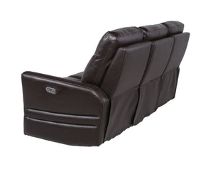 English Elm Steve Silver - Luxury Top-Grain Leather Power Reclining Sofa in Dark Brown with USB, Articulating Headrest, 81.5" B081107753