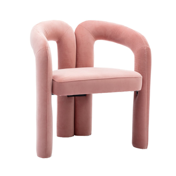 English Elm Contemporary Velvet Upholstered Dining Accent Chair with Curved Back, Steel Frame, Plush Foam Comfort Pink W395103725