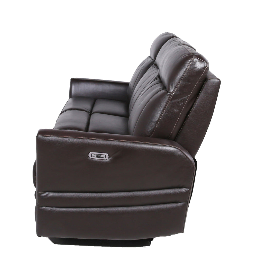 English Elm Steve Silver - Luxury Top-Grain Leather Power Reclining Sofa in Dark Brown with USB, Articulating Headrest, 81.5" B081107753