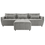 Hearth and Haven Cole 113.3" 2 Pieces Tufted L-Shaped Sofa with Movable Ottoman and USB, Grey SG000880AAE