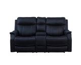 English Elm Steve Silver - Tailored Power Console Loveseat - Shaped Seats, Luxurious Leatherette Cover - Power Headrest, Power Footrest, Hidden Storage