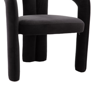 English Elm Contemporary Velvet Upholstered Dining Chair with Steel Frame, Rounded Back Comfort for Home Black W395103721