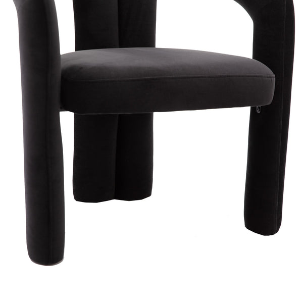 English Elm Contemporary Velvet Upholstered Dining Chair with Steel Frame, Rounded Back Comfort for Home Black W395103721
