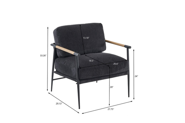 English Elm Leisure Accent Chair Solid Wood Frame Ergonomic Backrest Upholstered Fabric Reading Seat W1805106270