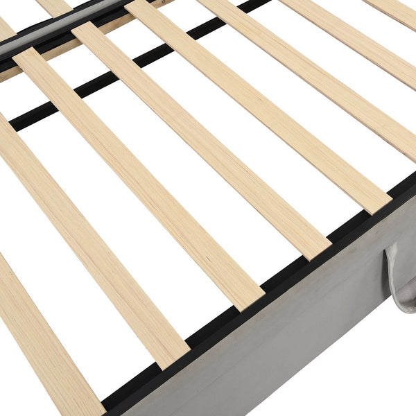 English Elm Twin Upholstered Daybed with Pop-Up Trundle and Slats Kit – Space-Saving Guest Bed with Wheels, Hydraulic Lift, 330lb Capacity Gray SF000005AAE