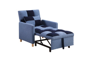 English Elm Convertible Convertible Sleeper Sofa Chair Bed with 3-Position Backrest, Teddy Fabric, Sturdy 330lb Frame Blue W1420110195