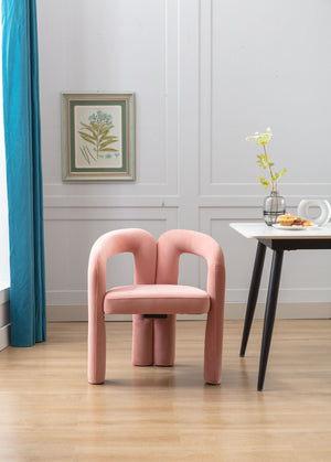 English Elm Contemporary Velvet Upholstered Dining Accent Chair with Curved Back, Steel Frame, Plush Foam Comfort Pink W395103725