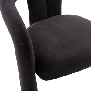 English Elm Contemporary Velvet Upholstered Dining Accent Chair with Curved Back, Steel Frame, Plush Foam Comfort Black W395103721