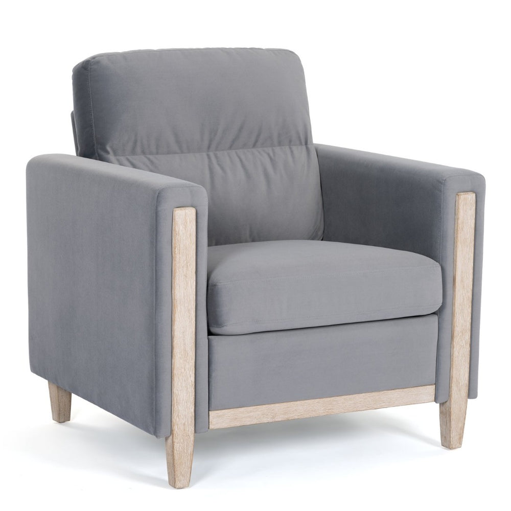 English Elm 1 Seater Accent Sofa with Rubberwood Legs High Resilience Cushion for Living Room W680106028