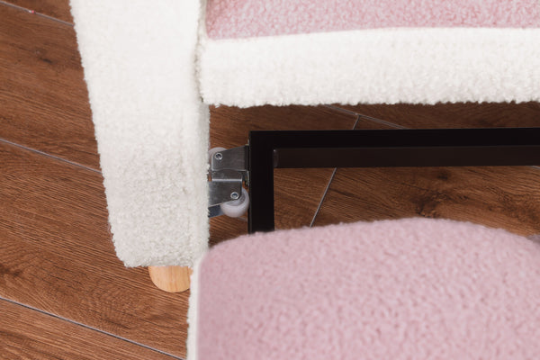 English Elm Convertible Convertible Sleeper Sofa Chair Bed with 3-Position Backrest, Teddy Fabric, Sturdy 330lb Frame Pink+White W1420110192