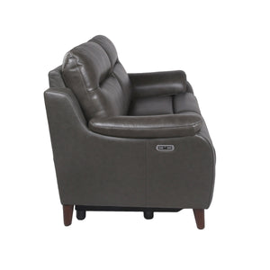 English Elm Steve Silver - Luxurious Top Grain Leather Reclining Sofa with Power Headrest & Footrest, Nailhead Trim, 85" L Charcoal grey B081109518