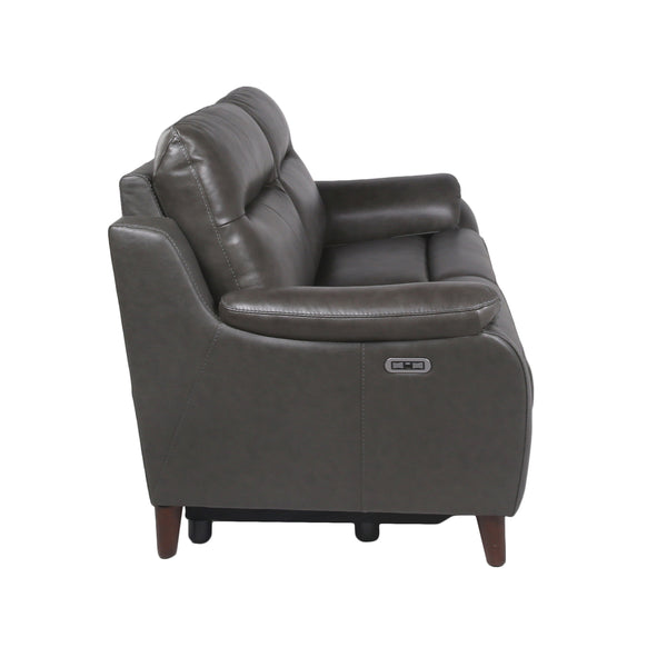 English Elm Steve Silver - Luxurious Top Grain Leather Reclining Sofa with Power Headrest & Footrest, Nailhead Trim, 85" L Charcoal grey B081109518