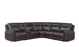 English Elm Steve Silver - Customizable Dual-Power Leather Sectional - Top-Grain Leather, Power Headrest, Power Footrest - Transitional Styling, Perfect Fit