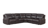 Steve Silver Customizable Dual-Power Leather Sectional - Top-Grain Leather, Power Headrest, Footrest - Transitional Styling