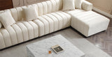 English Elm L-Shape Sectional Sofa With Deep Tufted Velvet Upholstered Right Chaise Modular Sofa Beige