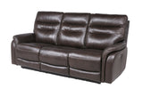 English Elm Steve Silver - Top-Grain Leather Motion Sofa In Coffee - Contemporary Style, Reclining Footrests, Usb Port