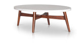 English Elm Steve Silver - Mid-Century Modern Cocktail Table - Natural Cherry Legs, White Silverstone® Tops - Contemporary Simplicity With Classic Design