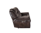 English Elm Steve Silver - Transitional Dual-Power Leather Loveseat - Reclining Seats, Top Grain Leather, High-Leg Design - Compact And Comfortable