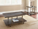 Steve Silver Rustic Industrial End Table - Rich Wood Top, Roomy Shelf - Iron Frame