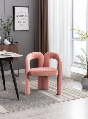 English Elm Contemporary Velvet Upholstered Dining Accent Chair with Curved Back, Steel Frame, Plush Foam Comfort Pink W395103725
