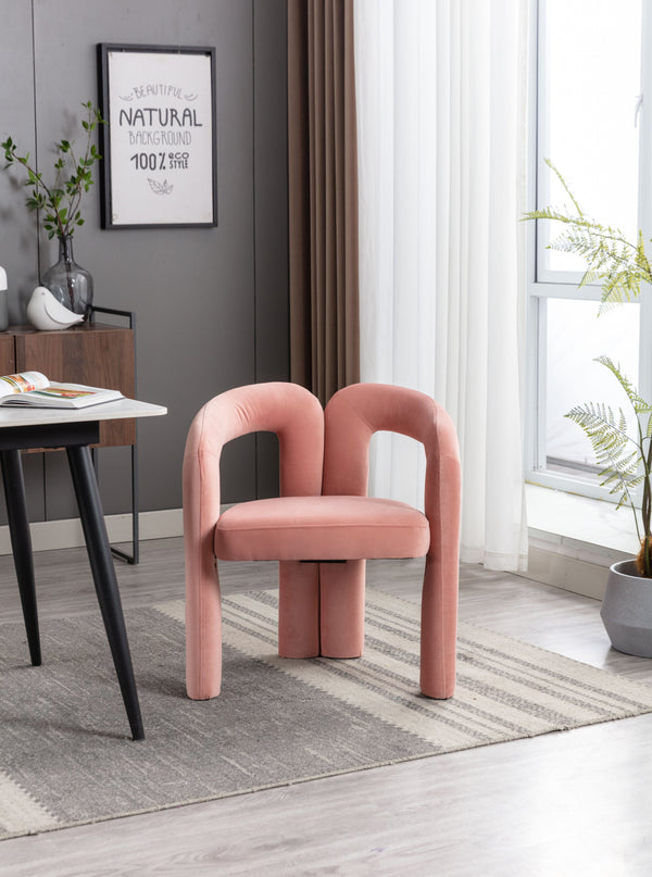 English Elm Contemporary Velvet Upholstered Dining Accent Chair with Curved Back, Steel Frame, Plush Foam Comfort Pink W395103725