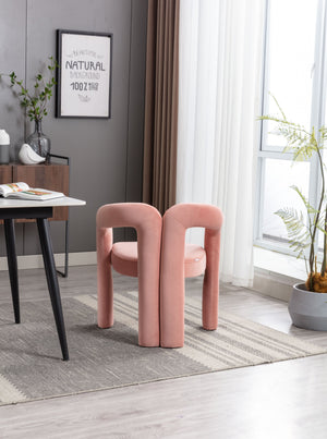 English Elm Contemporary Velvet Upholstered Dining Accent Chair with Curved Back, Steel Frame, Plush Foam Comfort Pink W395103725