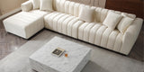 English Elm 139'' Channel Tufted Sofa Velvet Upholstered Left Chaise Modular Sofa Beige