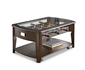 English Elm Steve Silver - Foosball Cocktail Table - Tempered Glass Insert, Locking Casters, Fully Operational Game - Fun Addition To Game Or Living Room