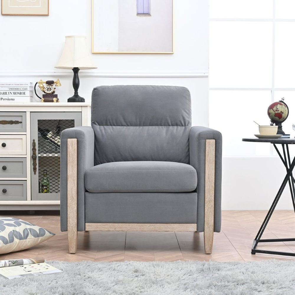 English Elm 1 Seater Accent Sofa with Rubberwood Legs High Resilience Cushion for Living Room W680106028