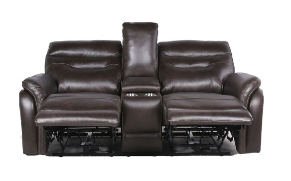 English Elm Steve Silver - Contemporary Power Reclining Sofa with Top-Grain Leather, USB Charging, Power Headrest & Footrest Coffee B081109560