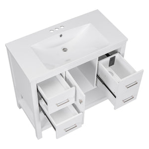 English Elm 36" White Oak Bathroom Vanity with Resin Sink Usb Charging and Three Drawers SV000009AAW