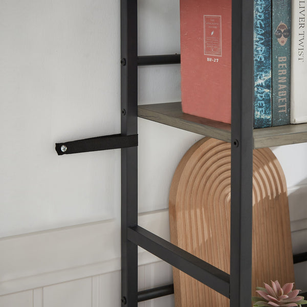English Elm Triple Triple Wide 5-Shelf Bookshelves Industrial Retro Wooden Style Large Open Display Unit with Anti-Tip Straps and Adjustable Feet for Home Office Storage and Decor 69.3"W x 11.8"D x 70.1"H Grey W1668102869
