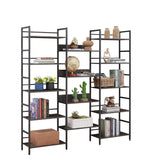 Hearth and Haven Zero Triple Wide 5-shelf Bookshelves with Metal Frame, Dark Grey W1668102870